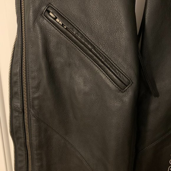 Harley Davidson Womens Black Leather Lined Chaps Pockets Adjustable Waist Small - Picture 2 of 12